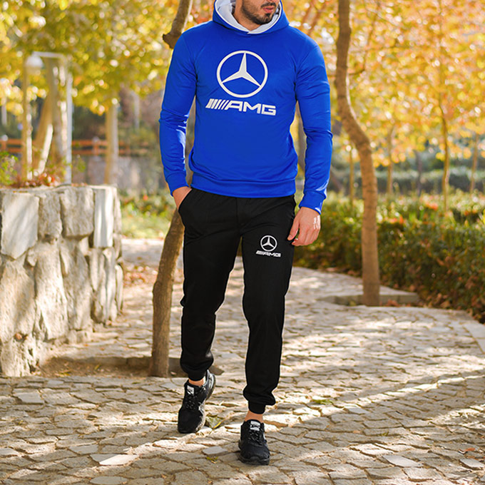 ست سویشرت و شلوار بنزمدل AMG(آبی)